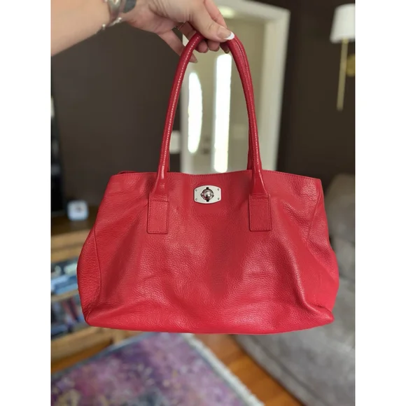 Furla VTG Y2K Cherry Red Leather Tote Bag Mob Wife Luxury EUC Early 2000s Chic - Picture 1 of 13